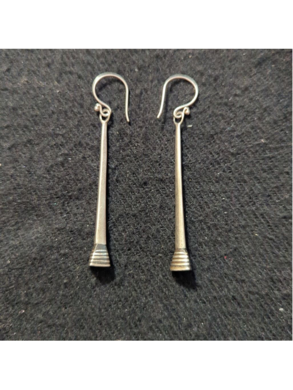 Silver Tone Long Dangle Geometric Statement Earrings